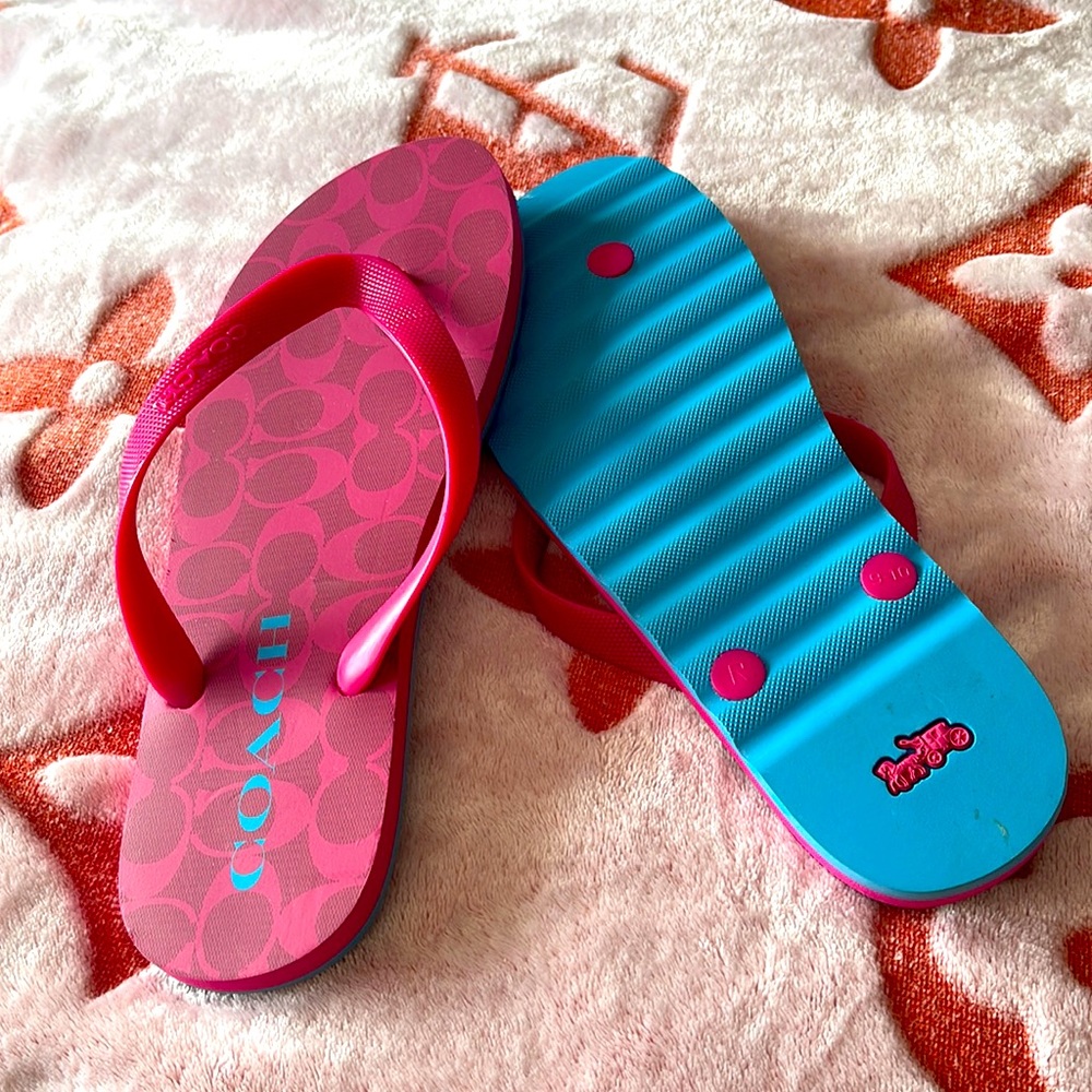 COACH 9 Pink Signature C ZAK Rubber Sandal Flip Flop NEW NO TAGS 9